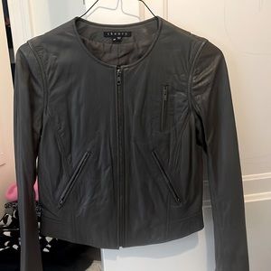 Gray leather jacket, size S